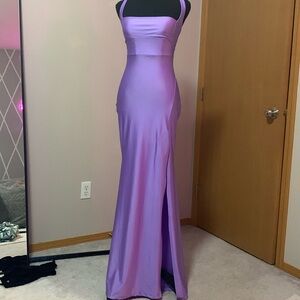 Purple Corset Prom Dress W/Slit